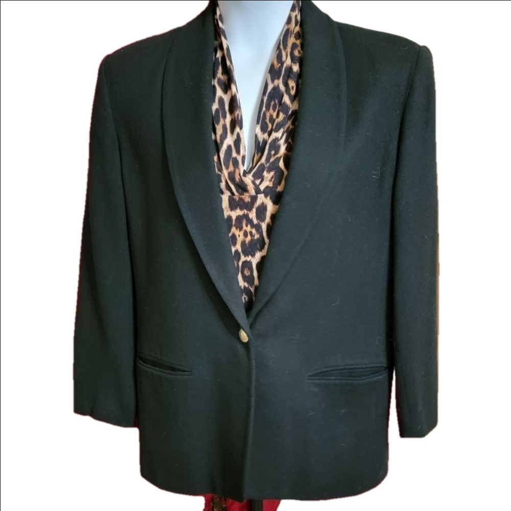 #319 Potomac Collection Vintage Black 100% Wool Blazer Size: 12